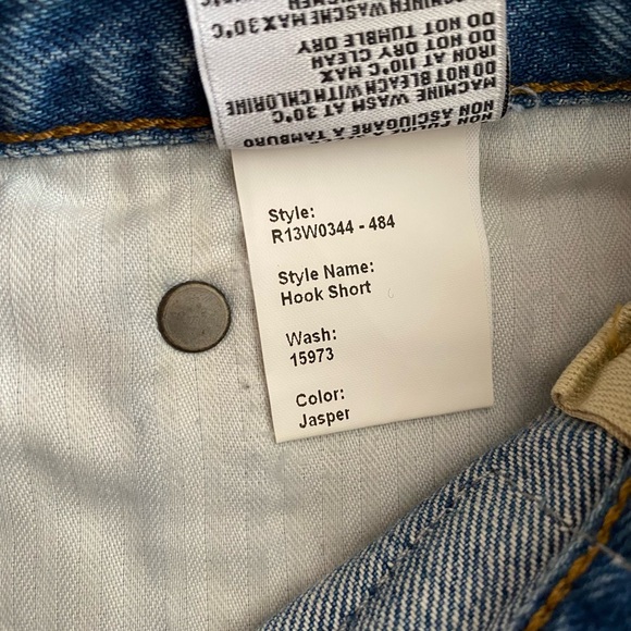 R13 $345 Hook Adjustable Cut Off Cuffed Jasper Blue Denim Jean Shorts SZ 27 - Picture 16 of 16